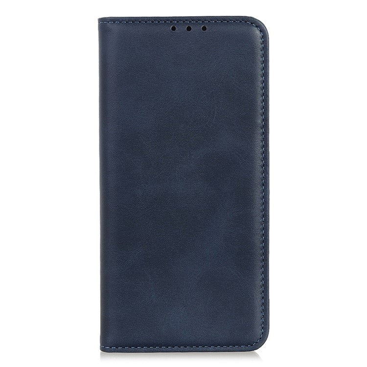 Magnetic Auto Closing Phone Cover For Oppo A58 5G, Cowhide Texture Split Leather + TPU Anti-drop Phone Case Stand Wallet - Blue