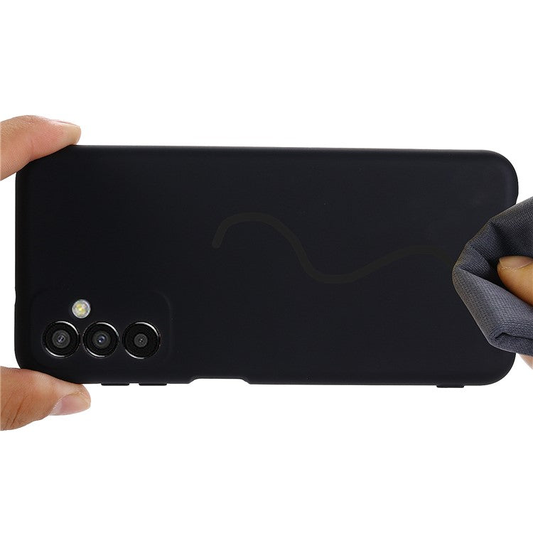 Shockproof Slim Case for Samsung Galaxy F13 4G Liquid Silicone Phone Cover Anti-Drop Protective Case with Strap - Black