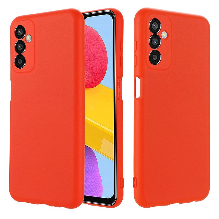 Shockproof Slim Case for Samsung Galaxy F13 4G Liquid Silicone Phone Cover Anti-Drop Protective Case with Strap - Red