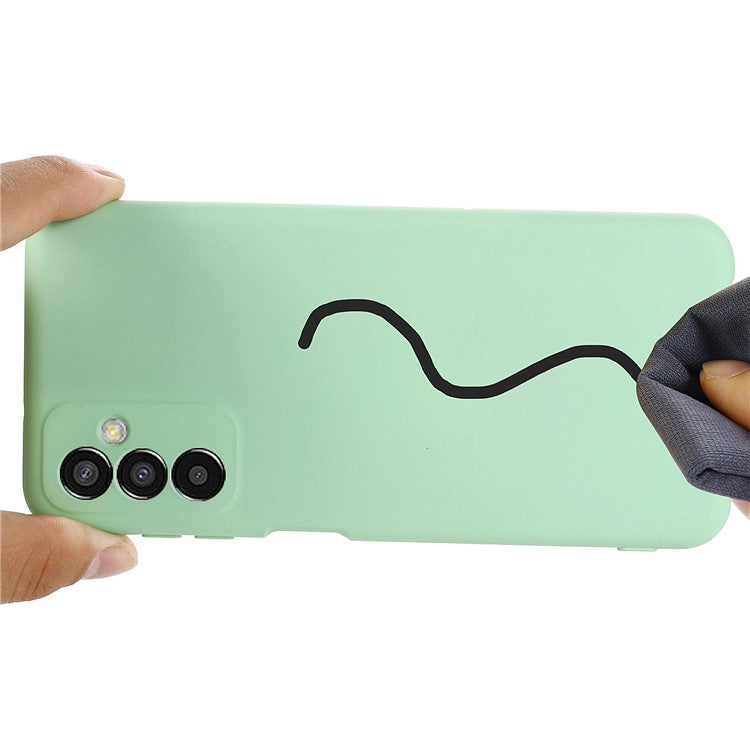 Shockproof Slim Case for Samsung Galaxy F13 4G Liquid Silicone Phone Cover Anti-Drop Protective Case with Strap - Green