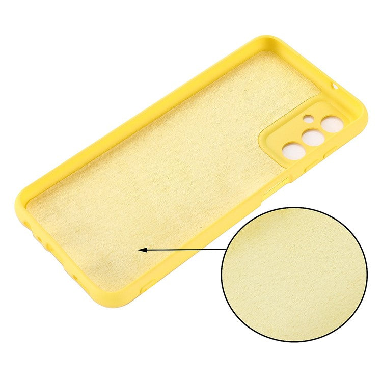 Shockproof Slim Case for Samsung Galaxy F13 4G Liquid Silicone Phone Cover Anti-Drop Protective Case with Strap - Yellow