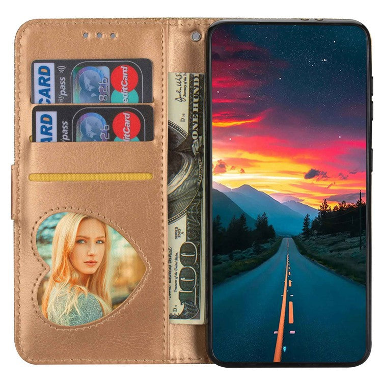 For Google Pixel 7 Pro 5G Zipper Pocket Glittery PU Leather Protective Case Magnetic Clasp Anti-fall Phone Wallet Stand Cover - Gold