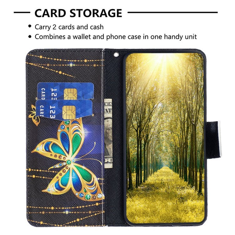 BF Pattern Printing Leather Series-2 for Samsung Galaxy A54 5G Well-protected Magnetic Flip Case PU Leather Stand Feature Wallet Printed Pattern Phone Cover - Jewelry Butterfly
