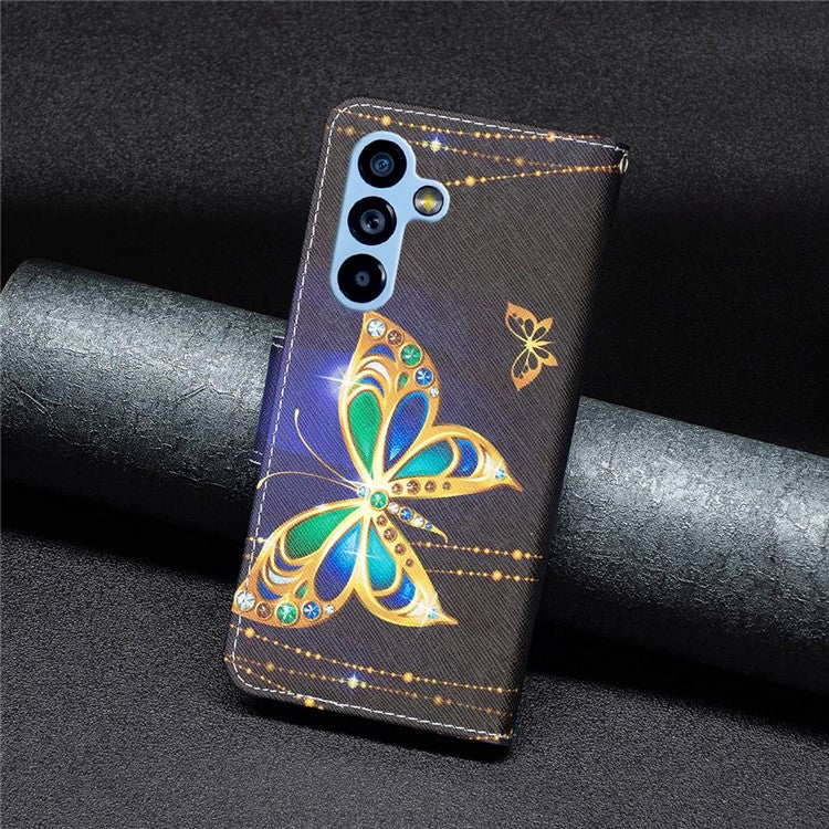BF Pattern Printing Leather Series-2 for Samsung Galaxy A54 5G Well-protected Magnetic Flip Case PU Leather Stand Feature Wallet Printed Pattern Phone Cover - Jewelry Butterfly