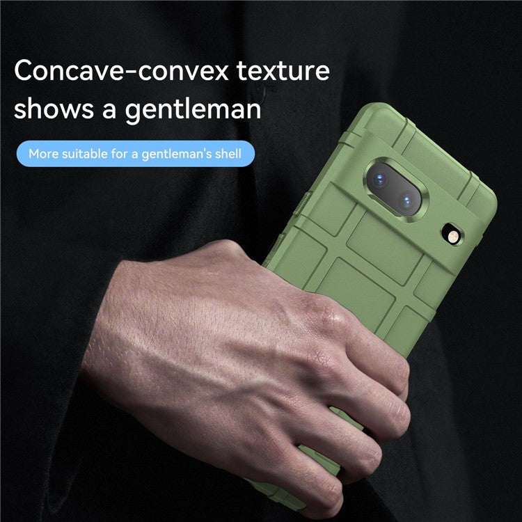 For Google Pixel 7 5G Rugged Square Grid Texture Collision Resistant TPU Cover Protective Phone Case - Green