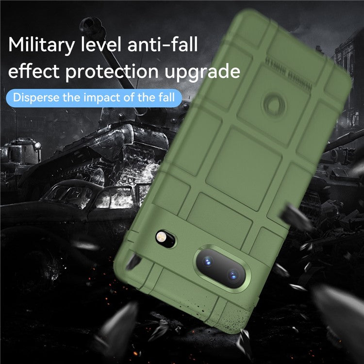 For Google Pixel 7 5G Rugged Square Grid Texture Collision Resistant TPU Cover Protective Phone Case - Green