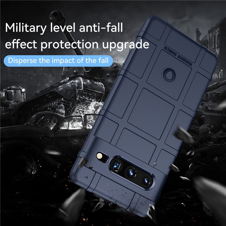 For Google Pixel 7 Pro 5G Rugged Square Grid Texture TPU Cover Shockproof Protective Phone Case - Blue