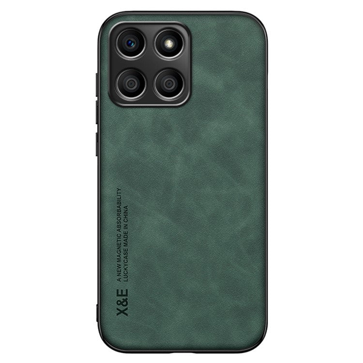 X&E For Honor X8 5G PU Leather Coated TPU+PC Phone Case Anti-drop Skin-touch Phone Cover with Built-in Metal Sheet - Green