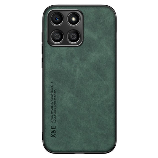 X&E For Honor X8 5G PU Leather Coated TPU+PC Phone Case Anti-drop Skin-touch Phone Cover with Built-in Metal Sheet - Green