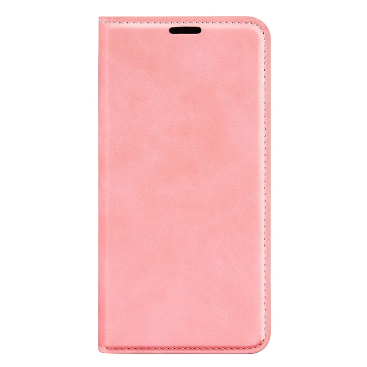 For Honor X8 5G Skin-touch Feeling Magnetic Auto-absorbed Phone Stand Case PU Leather Folio Flip Wallet Cover - Pink