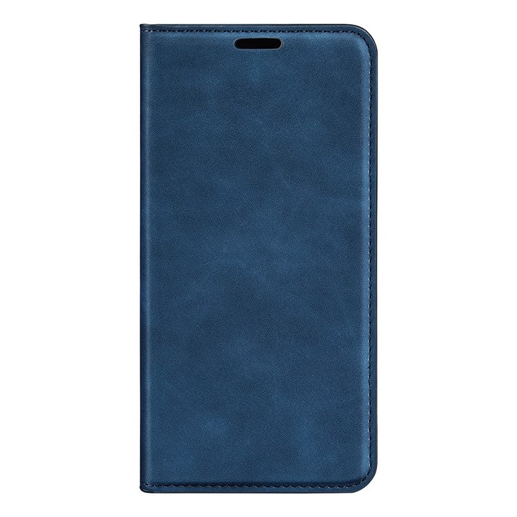For Honor X8 5G Skin-touch Feeling Magnetic Auto-absorbed Phone Stand Case PU Leather Folio Flip Wallet Cover - Blue