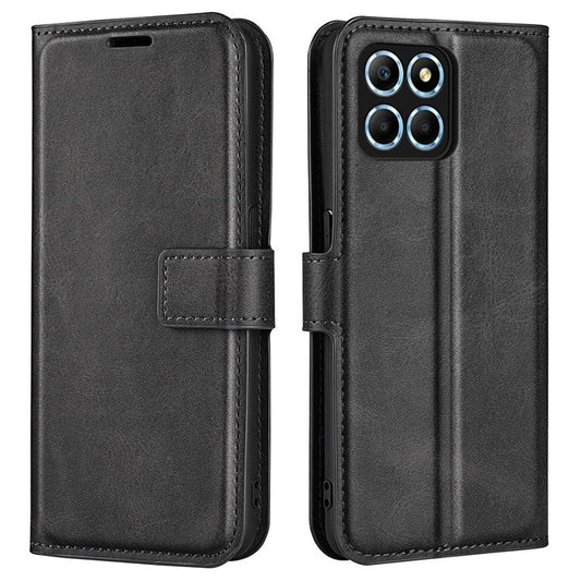 For Honor X8 5G PU Leather Calf Texture Phone Case Full Protection Stand Wallet Magnetic Clasp Cover - Black
