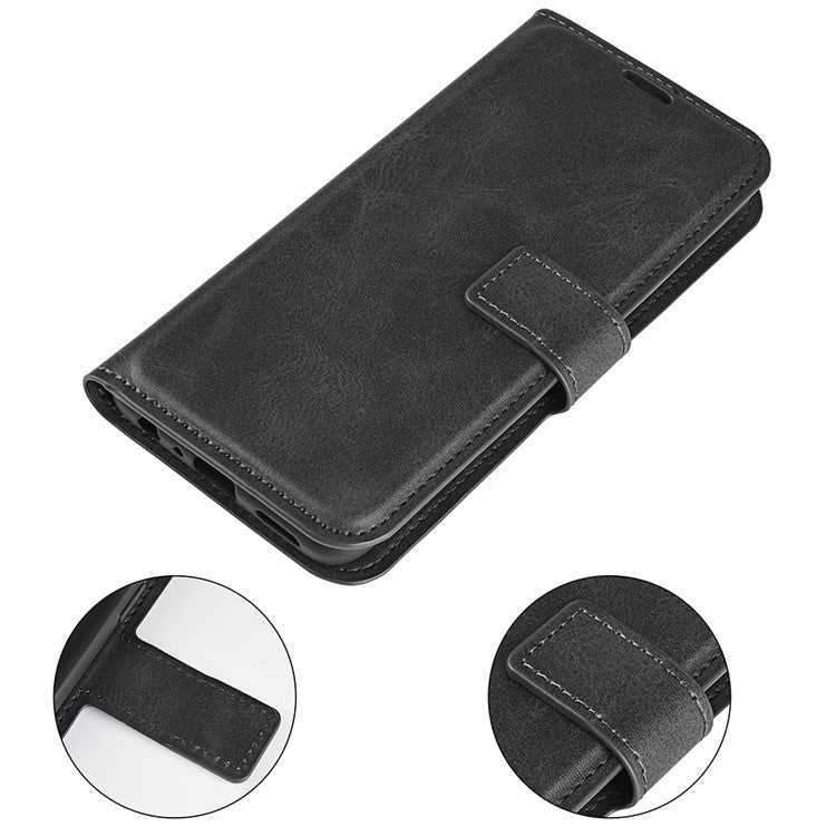 For Honor X8 5G PU Leather Calf Texture Phone Case Full Protection Stand Wallet Magnetic Clasp Cover - Black