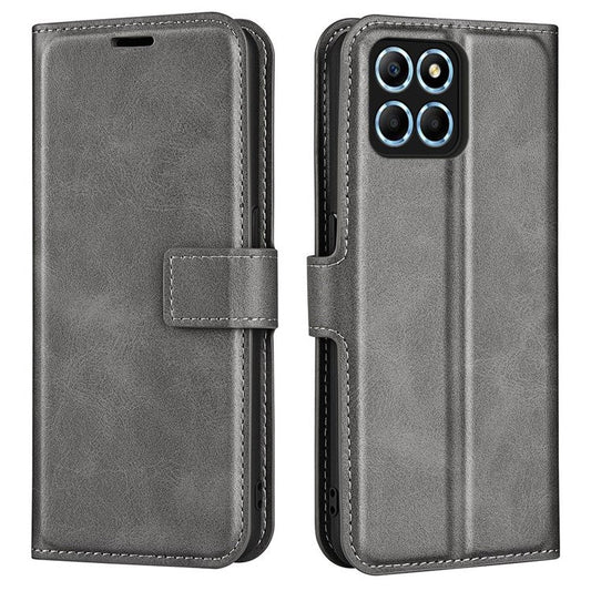 For Honor X8 5G PU Leather Calf Texture Phone Case Full Protection Stand Wallet Magnetic Clasp Cover - Grey