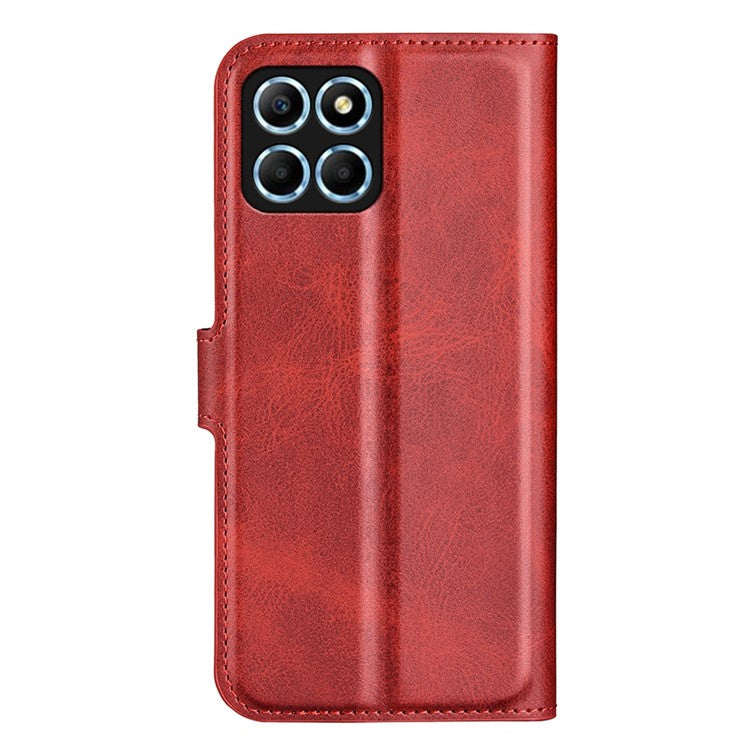 For Honor X8 5G PU Leather Calf Texture Phone Case Full Protection Stand Wallet Magnetic Clasp Cover - Red