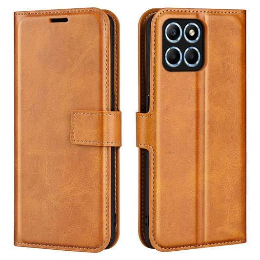 For Honor X8 5G PU Leather Calf Texture Phone Case Full Protection Stand Wallet Magnetic Clasp Cover - Yellow