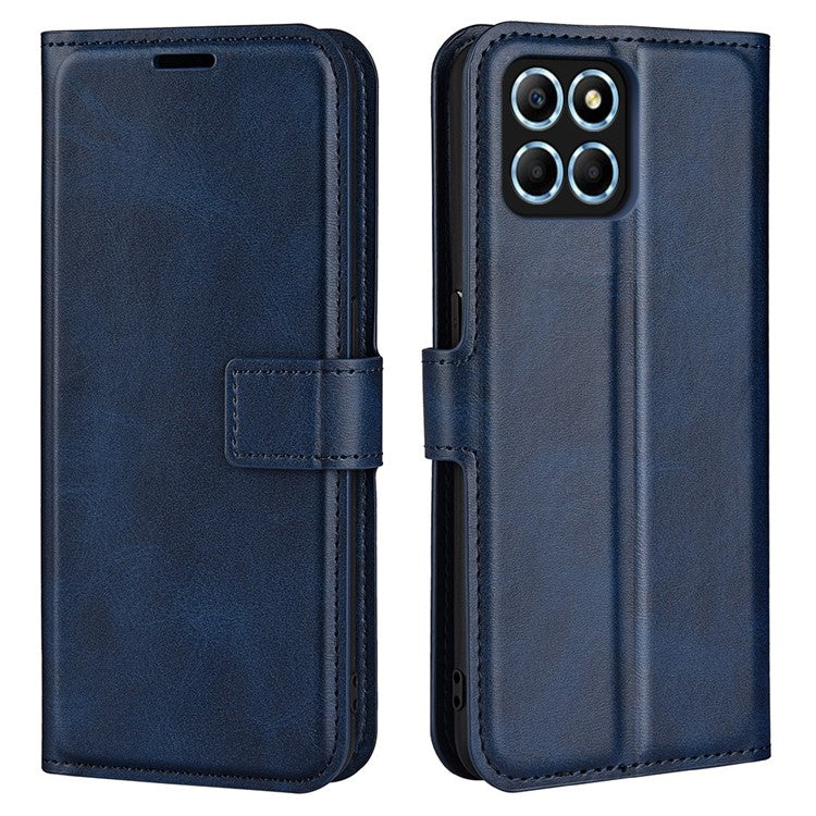 For Honor X8 5G PU Leather Calf Texture Phone Case Full Protection Stand Wallet Magnetic Clasp Cover - Blue