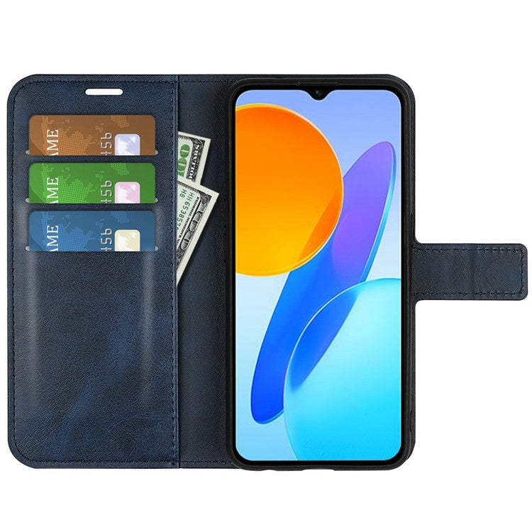 For Honor X8 5G PU Leather Calf Texture Phone Case Full Protection Stand Wallet Magnetic Clasp Cover - Blue