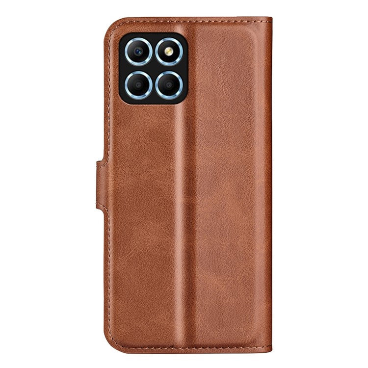 For Honor X8 5G PU Leather Calf Texture Phone Case Full Protection Stand Wallet Magnetic Clasp Cover - Light Brown