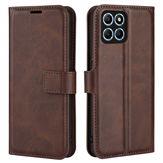 For Honor X8 5G PU Leather Calf Texture Phone Case Full Protection Stand Wallet Magnetic Clasp Cover - Brown