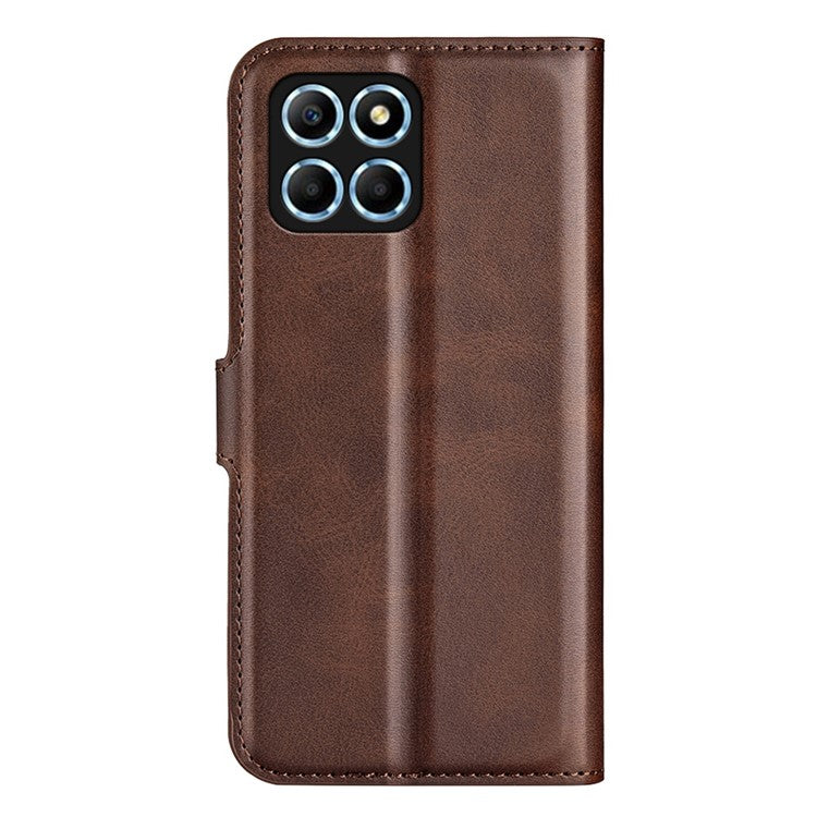 For Honor X8 5G PU Leather Calf Texture Phone Case Full Protection Stand Wallet Magnetic Clasp Cover - Brown