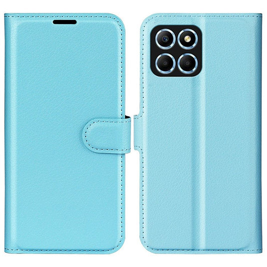 For Honor X8 5G Stand Wallet Phone Case Litchi Texture PU Leather + TPU Folio Flip Magnetic Clasp Cover - Blue