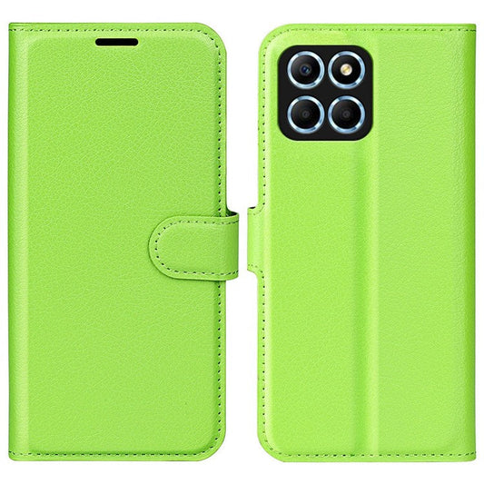 For Honor X8 5G Stand Wallet Phone Case Litchi Texture PU Leather + TPU Folio Flip Magnetic Clasp Cover - Green