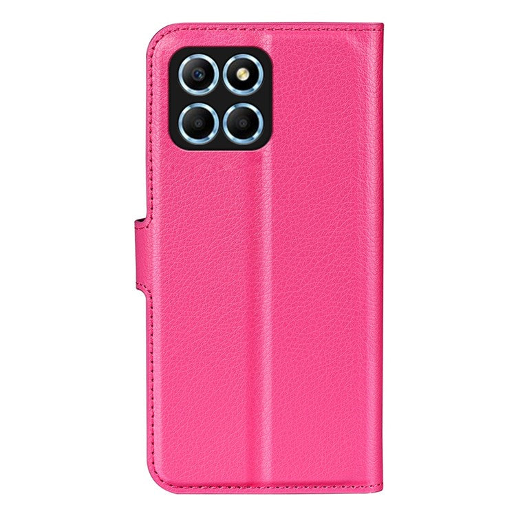 For Honor X8 5G Stand Wallet Phone Case Litchi Texture PU Leather + TPU Folio Flip Magnetic Clasp Cover - Rose