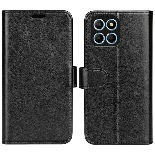 For Honor X8 5G Crazy Horse Texture PU Leather + TPU Phone Cover Foldable Stand Wallet Folio Flip Case - Black
