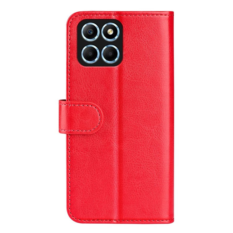 For Honor X8 5G Crazy Horse Texture PU Leather + TPU Phone Cover Foldable Stand Wallet Folio Flip Case - Red