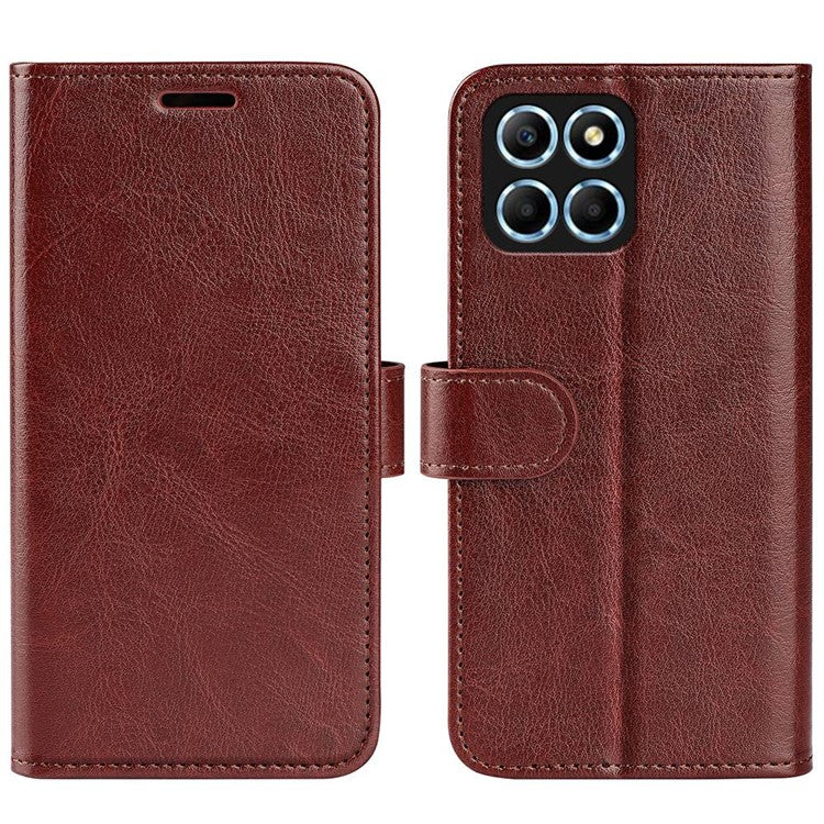 For Honor X8 5G Crazy Horse Texture PU Leather + TPU Phone Cover Foldable Stand Wallet Folio Flip Case - Brown