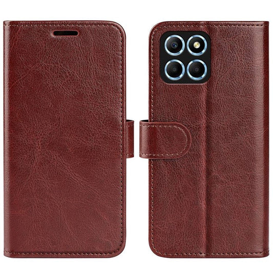 For Honor X8 5G Crazy Horse Texture PU Leather + TPU Phone Cover Foldable Stand Wallet Folio Flip Case - Brown