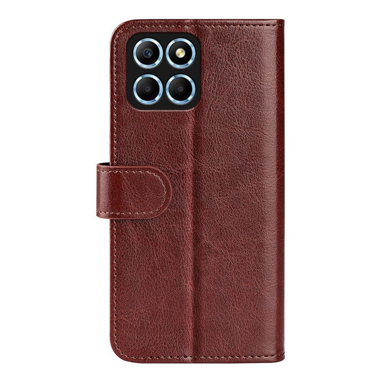 For Honor X8 5G Crazy Horse Texture PU Leather + TPU Phone Cover Foldable Stand Wallet Folio Flip Case - Brown