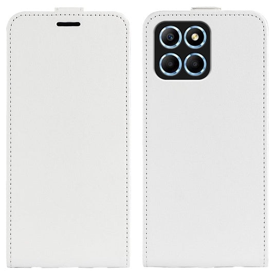 For Honor X8 5G Vertical Flip Crazy Horse Texture PU Leather Case Card Holder Magnetic Clasp Cell Phone Cover - White