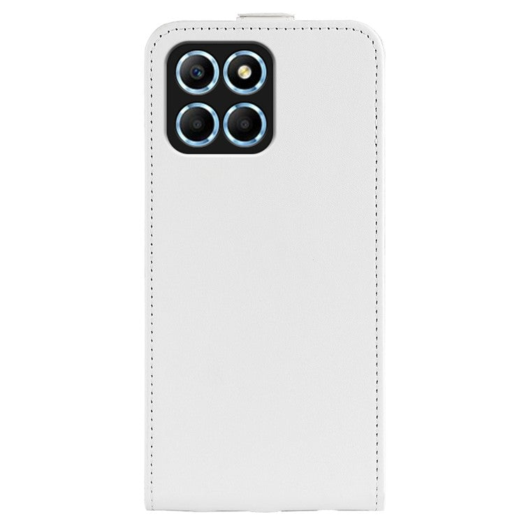 For Honor X8 5G Vertical Flip Crazy Horse Texture PU Leather Case Card Holder Magnetic Clasp Cell Phone Cover - White