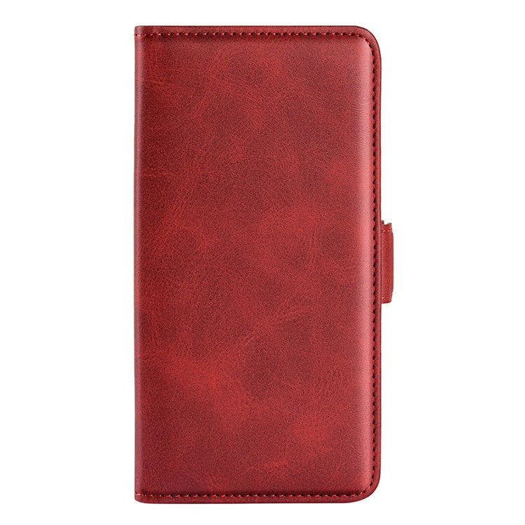 For Honor X8 5G PU Leather Dual Magnetic Clasp Phone Case Calf Texture Stand Wallet Anti-drop Cover - Red