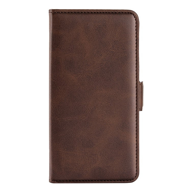 For Honor X8 5G PU Leather Dual Magnetic Clasp Phone Case Calf Texture Stand Wallet Anti-drop Cover - Brown