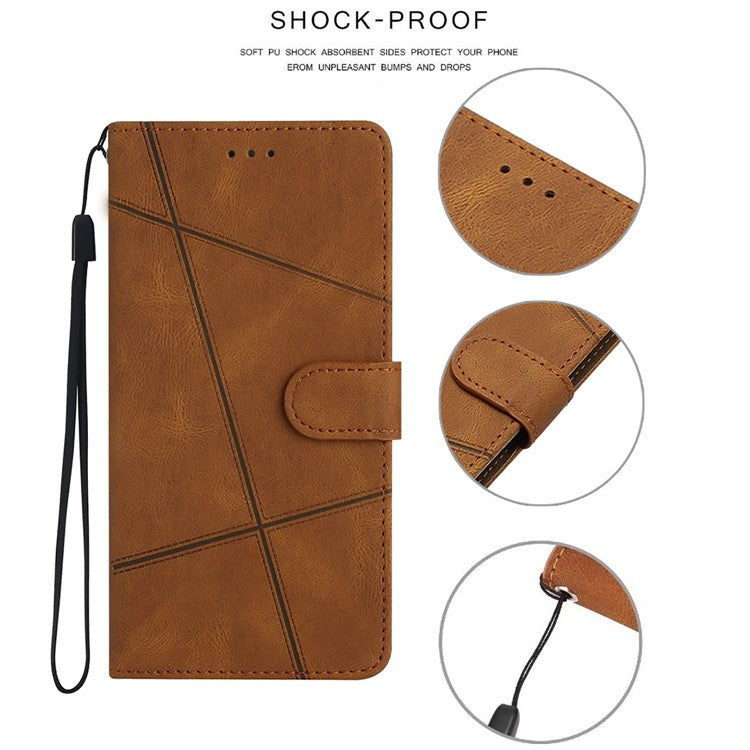 Wallet Phone Case for Samsung Galaxy F23 5G / M23 5G Shockproof PU Leather Cover Crazy Horse Texture Stand Case with Strap - Brown