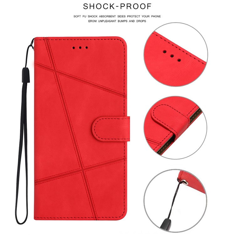 Anti-Drop Phone Case for Samsung Galaxy M32 (Global Version) 4G Crazy Horse Texture PU Leather Cover Shockproof Wallet Case with Strap / Stand - Red