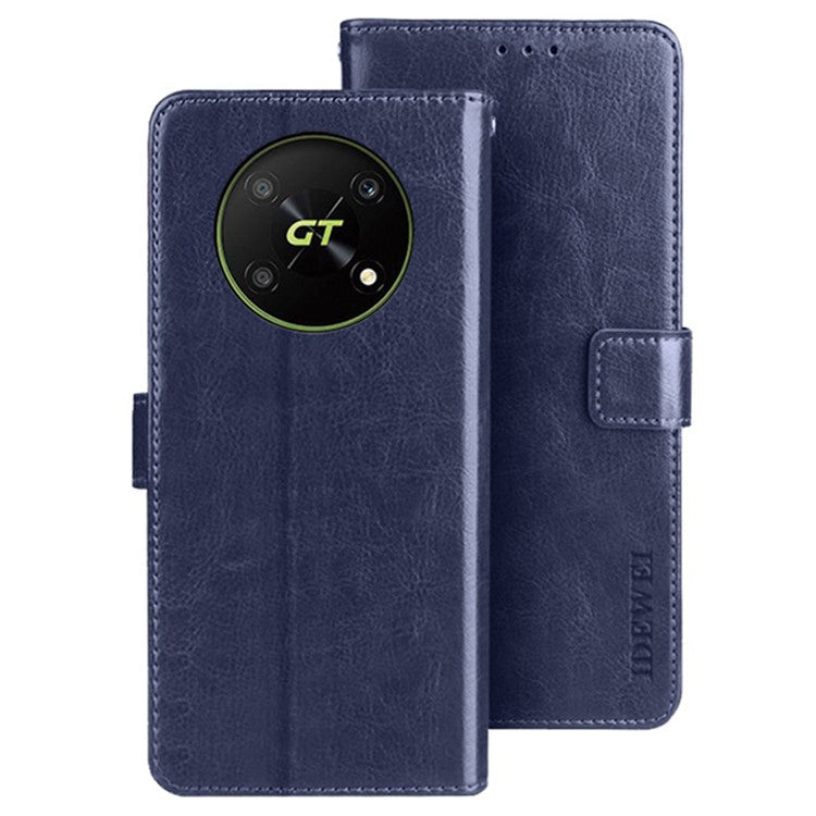 IDEWEI For Honor X40 GT 5G / X9 5G / X30 5G / Magic4 Lite 5G PU Leather Flip Stand Wallet Cover Crazy Horse Texture Anti-drop Phone Protective Case - Dark Blue
