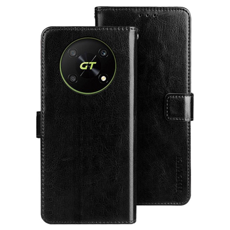 IDEWEI For Honor X40 GT 5G / X9 5G / X30 5G / Magic4 Lite 5G PU Leather Flip Stand Wallet Cover Crazy Horse Texture Anti-drop Phone Protective Case - Black