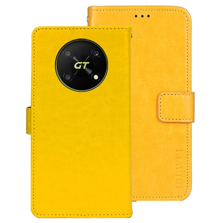 IDEWEI For Honor X40 GT 5G / X9 5G / X30 5G / Magic4 Lite 5G PU Leather Flip Stand Wallet Cover Crazy Horse Texture Anti-drop Phone Protective Case - Yellow