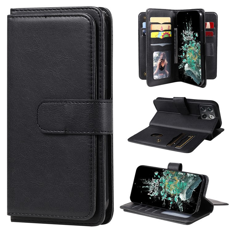 KT Multi-functional Series-1 for OnePlus 10T 5G / Ace Pro 5G PU Leather Wallet Case Magnetic Clasp Phone Stand Cover with 10 Card Slots - Black
