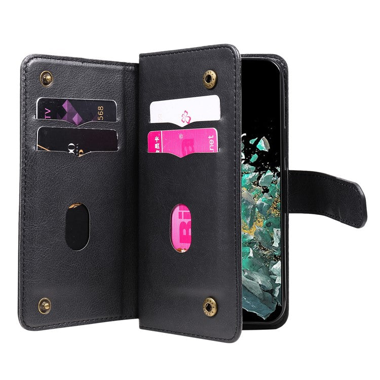 KT Multi-functional Series-1 for OnePlus 10T 5G / Ace Pro 5G PU Leather Wallet Case Magnetic Clasp Phone Stand Cover with 10 Card Slots - Black