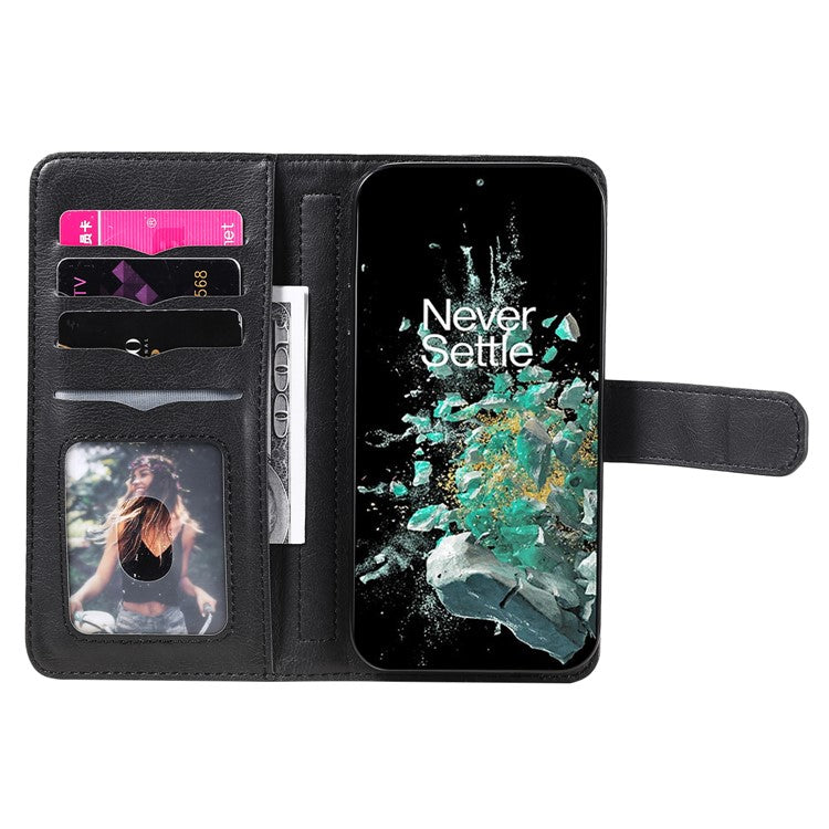 KT Multi-functional Series-1 for OnePlus 10T 5G / Ace Pro 5G PU Leather Wallet Case Magnetic Clasp Phone Stand Cover with 10 Card Slots - Black