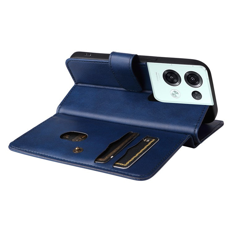 KT Multi-functional Series-1 for Oppo Reno8 Pro 5G (Global Version) / Reno8 Pro+ (China) 5G PU Leather Phone Cover Stand Wallet Scratch-resistant Case with 10 Card Slots - Dark Blue
