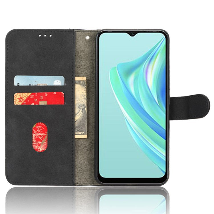 For Infinix Hot 20i 4G PU Leather Stand Magnetic Absorption Case Skin-Touch Feeling Shockproof Wallet Flip Phone Cover - Black