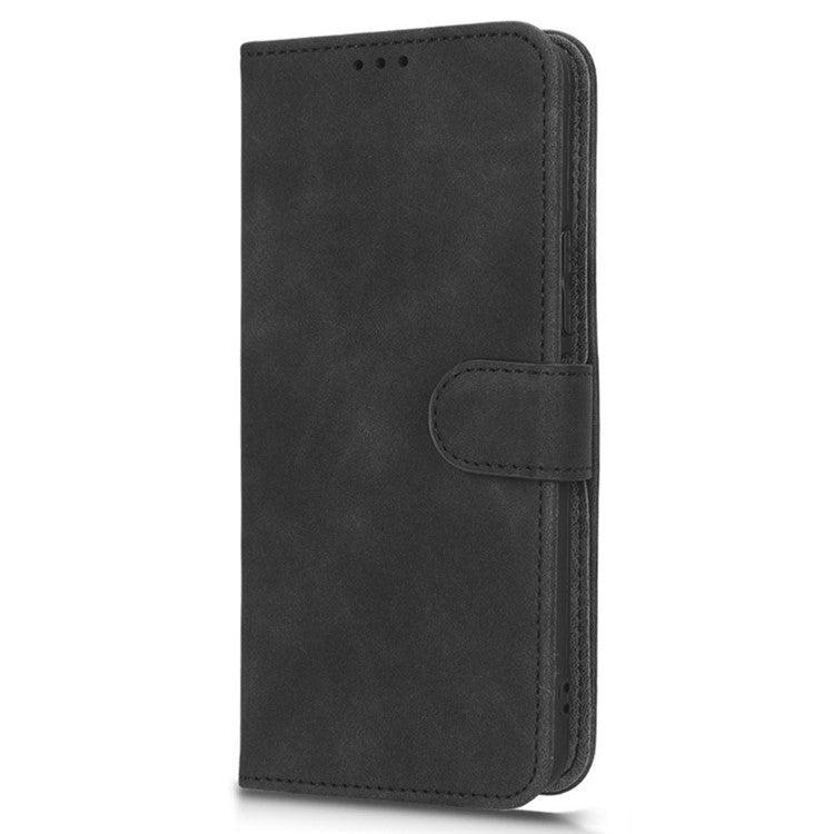 For Infinix Hot 20i 4G PU Leather Stand Magnetic Absorption Case Skin-Touch Feeling Shockproof Wallet Flip Phone Cover - Black