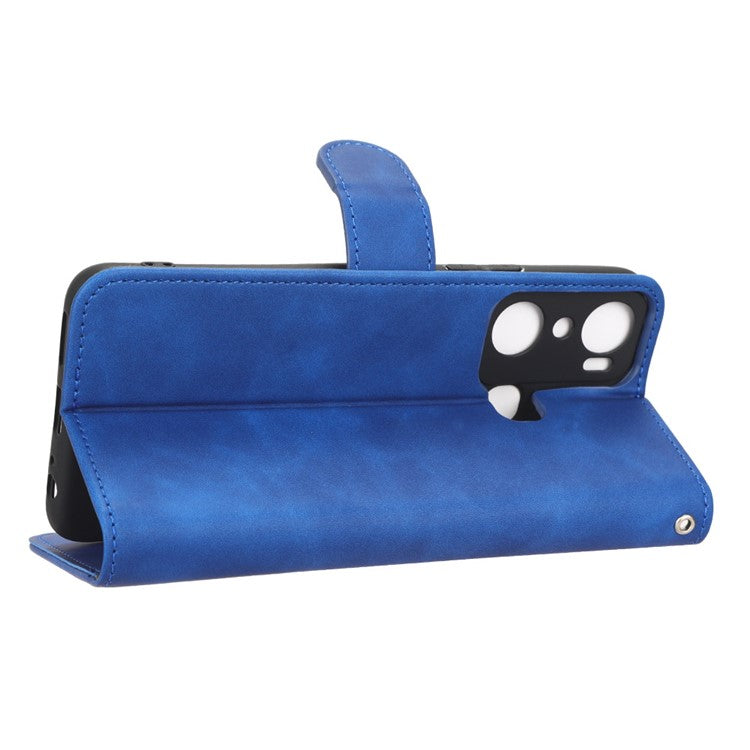 For Infinix Hot 20i 4G PU Leather Stand Magnetic Absorption Case Skin-Touch Feeling Shockproof Wallet Flip Phone Cover - Blue