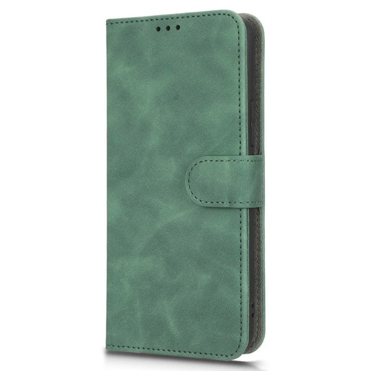 For Infinix Hot 20i 4G PU Leather Stand Magnetic Absorption Case Skin-Touch Feeling Shockproof Wallet Flip Phone Cover - Green